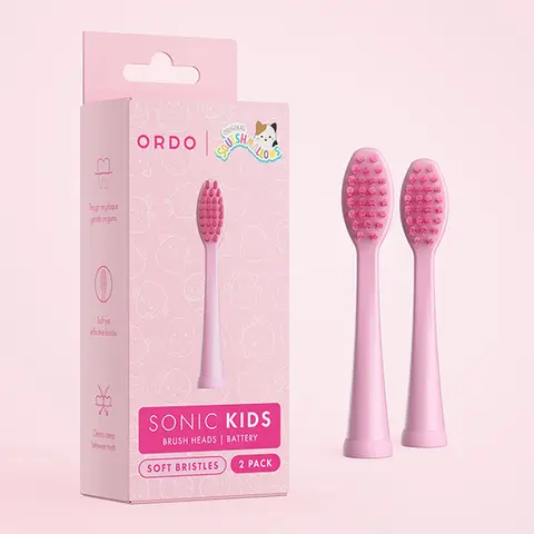 Ordo Squishmallows Brush Heads for Battery Toothbrush, 2 Pack, Soft Bristles, Ages 4+, Auggie