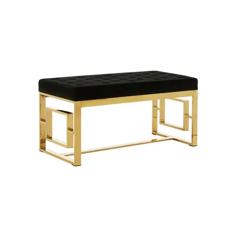 Interiors by Premier Ottoman Bench Allure Gold Finish/Black Velvet