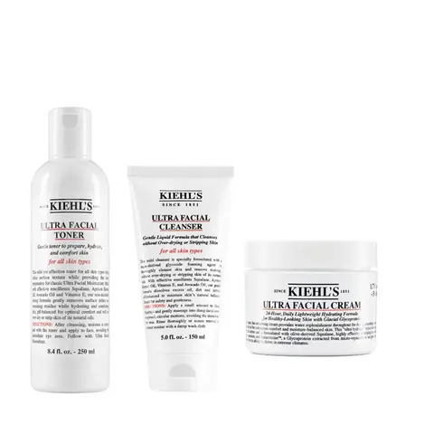 Kiehl’s Hydration Essentials Set (Ultra Facial Cleanser 150ml + Ultra Facial Toner 250ml + Ultra Facial Cream 125ml)
