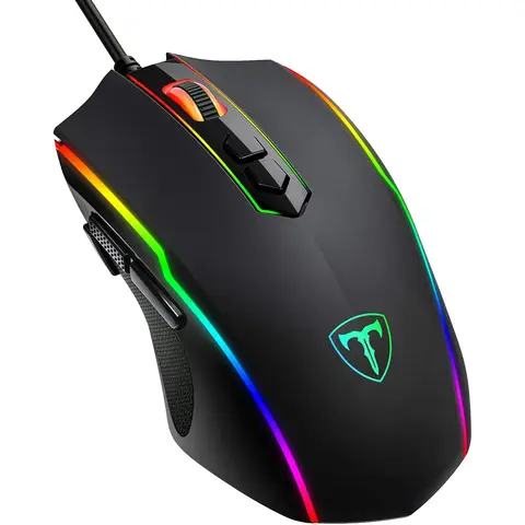 ET Souris gaming USB filaire avec éclairage, compatible PC/Mac – Noir