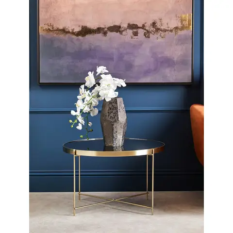 Interiors by Premier Side Table Allure Brushed Bronze/Black Mirror Round Large