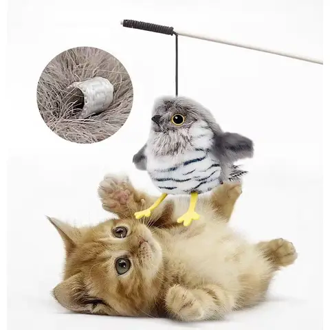 Petgravity Cute Cuckoo Bird Interactive Cat Toy, Vibration Sensor, Flapping Sound, Realistic Bird Design, USB-C Rechargeable, Built-in Catnip & Eco-Friendly Material Design