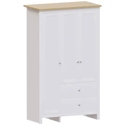 Vida Designs Wardrobe Arlington 3 Door 2 Drawer White/Oak Effect