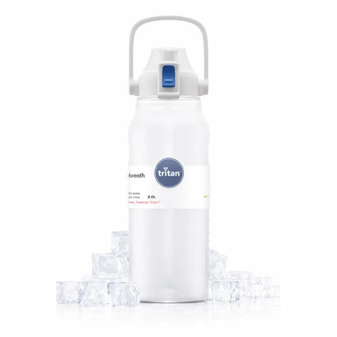Authorized EASTMAN TRITAN Material 2L Water Bottle with Straw and Handle, BPA-Free Leakproof Large Capacity Sports Bottle with Sling for Gym, Work and Outdoor Use White