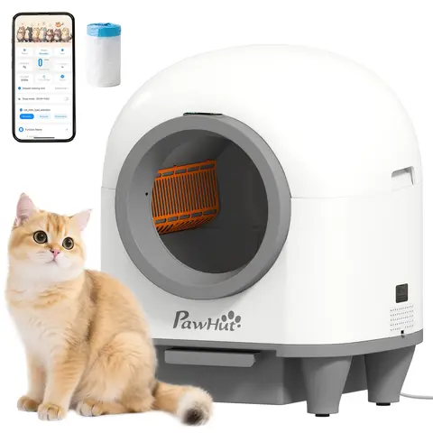 PawHut Self Cleaning Cat Litter Tray, 80L Extra Large Automatic Cat Litter Box with APP Control, Safety Protection, Odor Removal, Kitten Smart Toilet with Rubbish Bag for Multiple Kittens