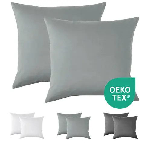 LeBonsoir Basics Lot de 2 taies d’oreiller en microfibre douce avec fermeture enveloppe gris clair - 65 x 65 cm