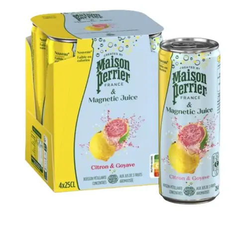 MAISON PERRIER Magnetic Juice Eau gazeuse aromatisée citron et goyave - 4 x 25 cl