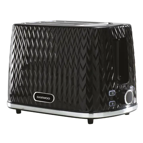 DAEWOO Argyle 2 Slice Toaster, Wide Slots, Textured Black - SDA1774GE