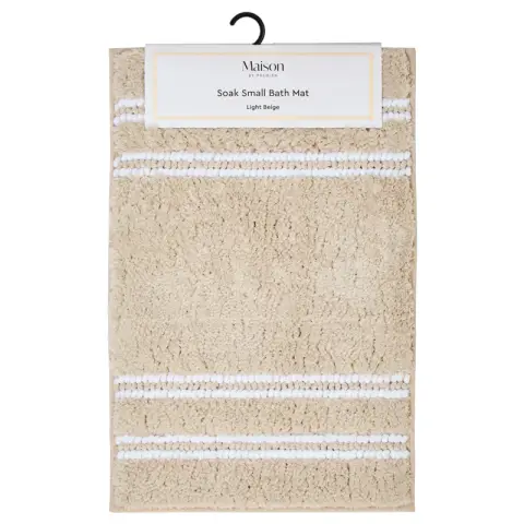 Maison by Premier Bath Mat Soak Microfibre Tufted Stripe Beige 40x60cm