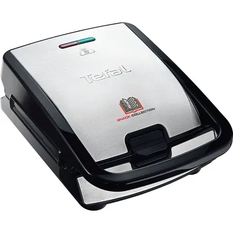 Tefal Snack Collection 4-teiliges Set SW854D, Kombigerät, inklusive 4 antihaftbeschichteter Plattensets, spülmaschinenfest, Panini, Waffeln, Sandwiches, süße Kuchen, 700W, schwarz/edelstahl