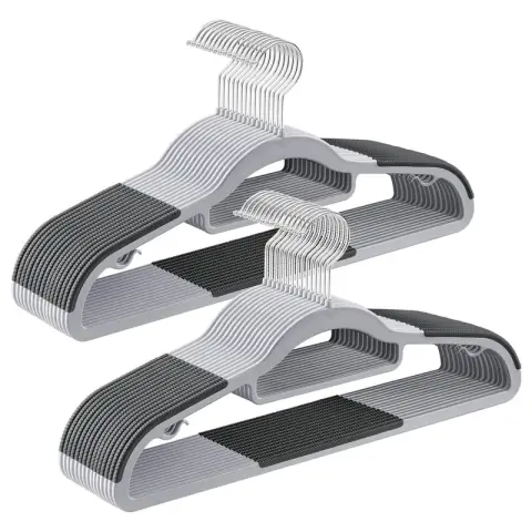 SONGMICS Plastic Clothes Hangers, Set of 30, 42x21.5x0.5cm, Light and Dark Grey