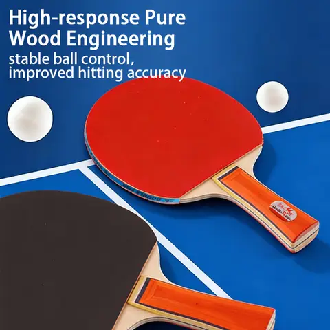 Double Fish 036A Beginner Training Table Tennis Racket Double Paddle Set with 3 Balls