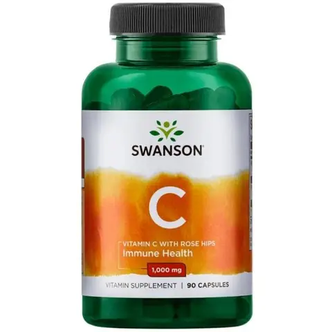 Swanson Vitamin C + Rose Hips Immune 1000mg Tablets - 90 Tablets