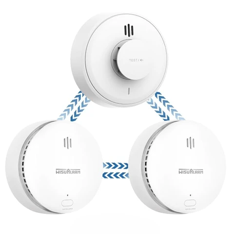 Wisualarm Smoke Alarm, Interlinked Smoke and Heat Alarm Scotland Bundle, Pre-linked, 10-Year Battery Life,Compliant with Scotland & England Law (2 Smoke + 1 Heat)