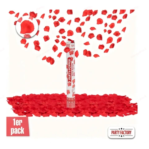 Party Popper 1-teiliges Set, 40 cm Knallbonbonpistole & Knallbonbonkanone, rote Rosen, Neujahr