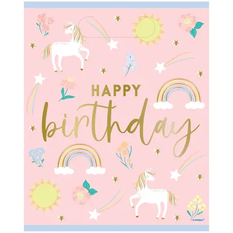 Unique Party Dainty Unicorn Party Bags, 8 Pack