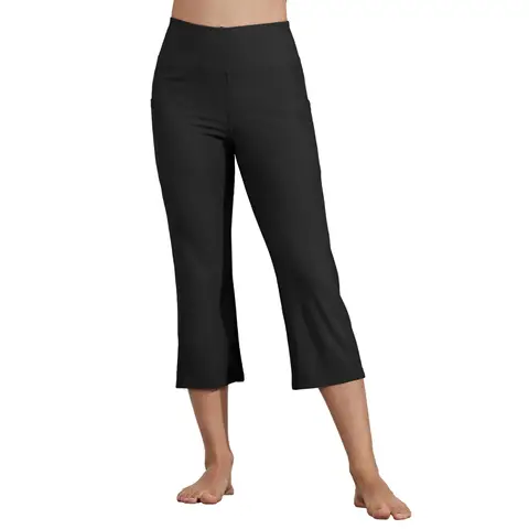 Willit Women's Yoga Capris Pants High Waist Straight Leg Athletic Exercise Workout Capris 21" Black L