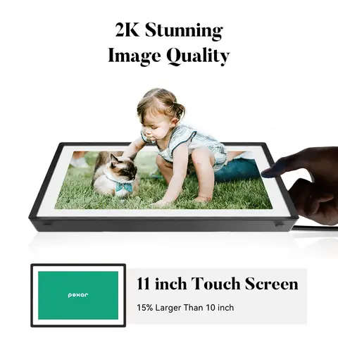 Pexar by Lexar WiFi Digital Picture Frame 11″ | Yahoo Tech Best Tested Frame 2025 | 2K Resolution Ultimate Clarity， Anti-Glare Touch Stunning Screen for Gifting， Share Photos/Videos via APP， Black