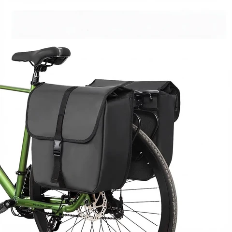 ochama Fietstassen Achterop Set van 2, Dubbele Fietstas voor Bagagedrager, Waterafstotende Fietstassen voor Lange Tochten en Boodschappen, Ruime Capaciteit, Zwart