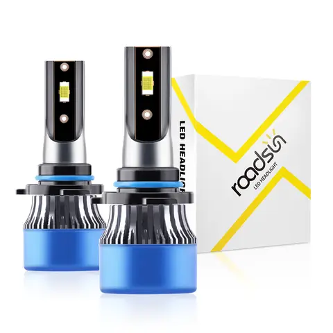 Roadsun 9005/HB3 Bulbs Super Bright 6000K Cool White 9005 Light Bulbs HB3 Powersport Bulbs with Fan Easy Plug-N-Play IP68  Driving Fog Spot Light