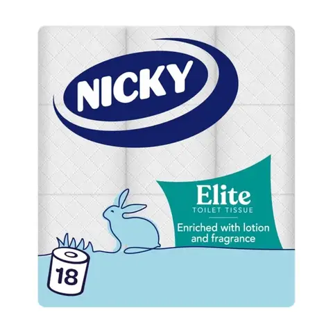 Nicky Elite Toilet Tissue, 3-Ply, 18 Rolls