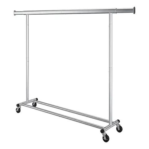 SONGMICSHOME Kleiderständer, Garderobenständer auf Rollen, ausziehbare Kleiderstange, einfache Montage, silbern