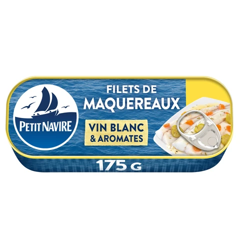 PETIT NAVIRE Filet de maquereaux au vin blanc et aromates - 175 g