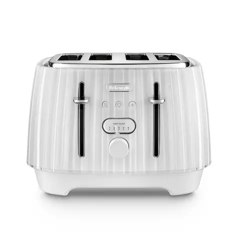 De'Longhi Ballerina 4 Slice Toaster, Extra-Wide Slots, Opaline White - CTD4003.W