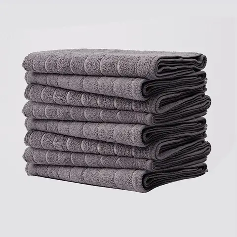 JORDAN&JUDY 8-Pack Gray Striped Microfiber Kitchen Towels, Highly Absorbent, 40x60cm