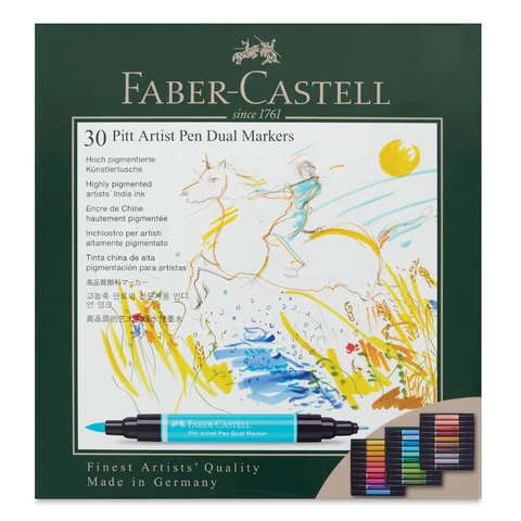 FABER-CASTELL Marqueurs Double Pointe Pitt Artist Pen - Coffret de 30