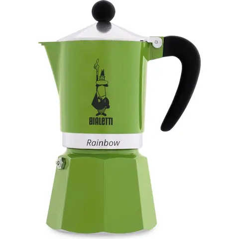 Bialetti Moka Express Mocha Pot Koffiepot - Groen, 6 stuks