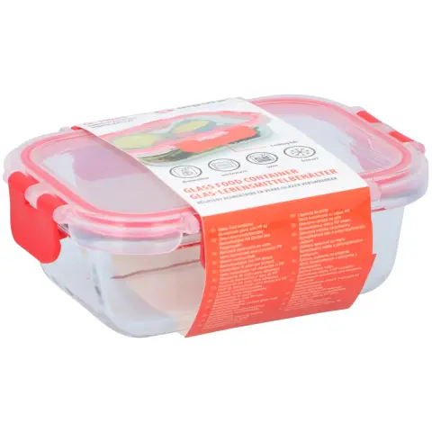 Alpina Boîte de Conservation des Aliments - Verre Borosilicate - Transparent/ Rouge 1000ML