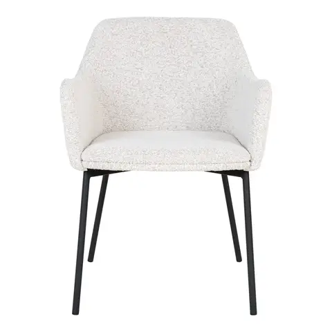 House Nordic Melilla - Chaise de salle à manger, tissu bouclé, blanche, pieds noirs - HN1270