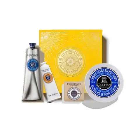 L'Occitane Shea Butter Body Gift Set 430ml (Hand Cream 150 ml + Rich Body Cream 200 ml + Foot Cream 30 ml Milk + Soap 50 g)