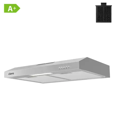 CIARRA Slimline 60 cm Cooker Hood for Cabinet Mounting – Stainless Steel Housing, Compact Build, Dual Venting Option, Push-Button Control