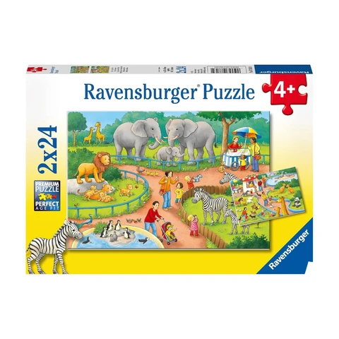 Ravensburger 7813 Puzzle Ein Tag im Zoo 2 X 24 Teile