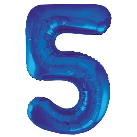 Unique Party Giant Number 5 Balloon, Blue, 86cm