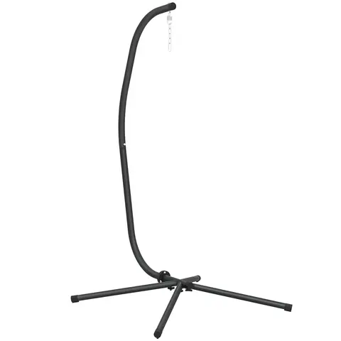 Outsunny Hanging Egg Chair Stand Only, Hammock Chair C-Stand with Hanging Chain, 360° Rotation, for Living Room, Garden and Patio 150KG Load Capacity, Black