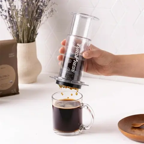 Huacan transparente und praktische extraktstarke Kaffeekanne, Handpresse-Kaffeemaschine
