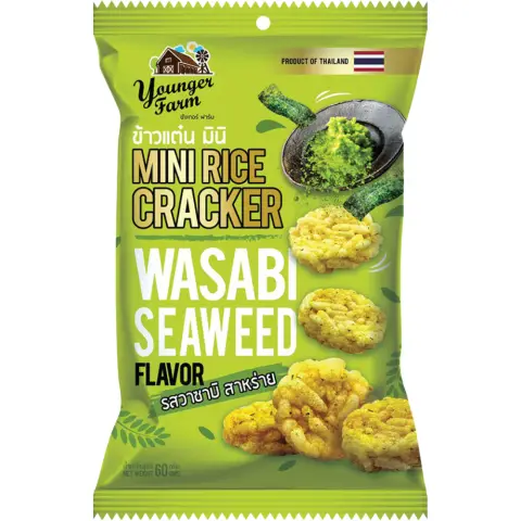 Younger Farm Mini Rice Crackers (Wasabi Seaweed) 60g 年轻农场迷你米饼芥末味 60g