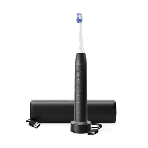 Philips Sonicare 6500 HX7411/02 Elektrische Zahnbürste, 62000 Bewegungen/Min, 3 Modi, 3 Intensitäten, Smartphone-App, Drucksensor, BrushSync-Erinnerung, 1 Bürstenkopf, Schwarz