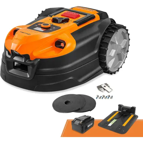 LawnMaster VBRM18AMIDR Robotmaaier zonder begrenzingskabel voor tot 500 m² 2 ah accu, optische navigatie, obstakelvermijding, automatisch laadstation, verboden zone functie