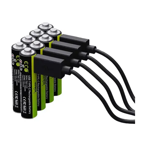 VERICO LoopEnergy Wiederaufladbare USB-C-AAA-Batterie 900 (Li-Ion), 1,5 V, 900 mWh (600 mAh), Schnellladung via USB-C-Anschluss in ca. 2 Stunden, 8er-Pack, 1 Kabel (USB-A auf 4 x USB-C)