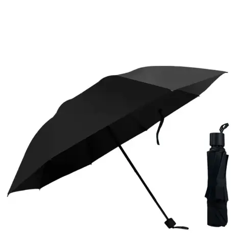 H.XUN Black Folding Umbrella 8 Ribs