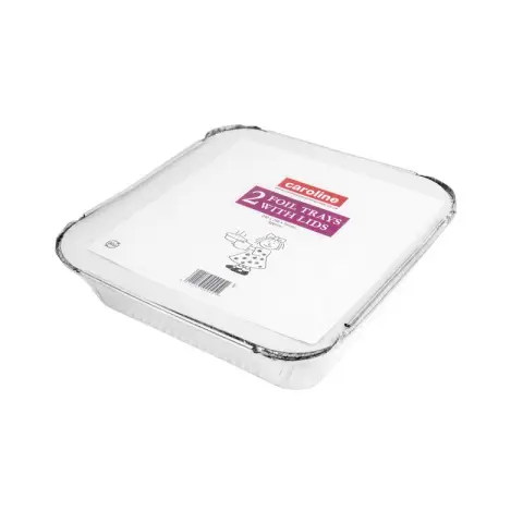 2 x 239x239x35mm 55oz Foil Tray with Lid