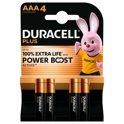Duracell Plus Power AAA Batteries – Pack of 4