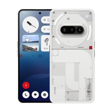 Nothing Phone (3a) 128 GB – Mobiltelefon mit essentiellem Speicherplatz, 50 MP Hauptkamera, 32 MP Frontkamera, 30-fach Ultra-Zoom, 8 GB RAM, langer Akkulaufzeit und 6,77 Zoll flexiblem FHD+ AMOLED-Display – Weiß
