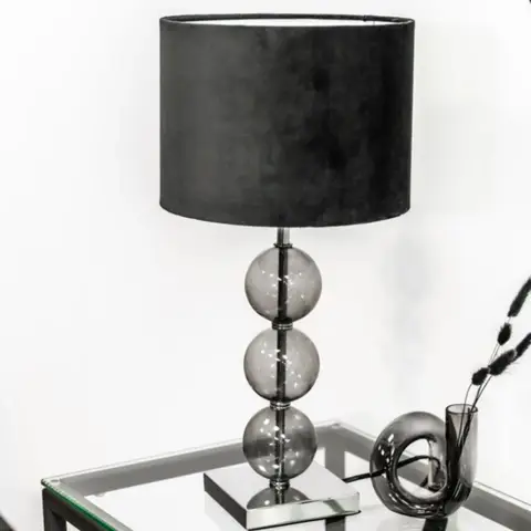 Interiors by Premier Table Lamp Mistro Suede Effect Shade Black H:51cm