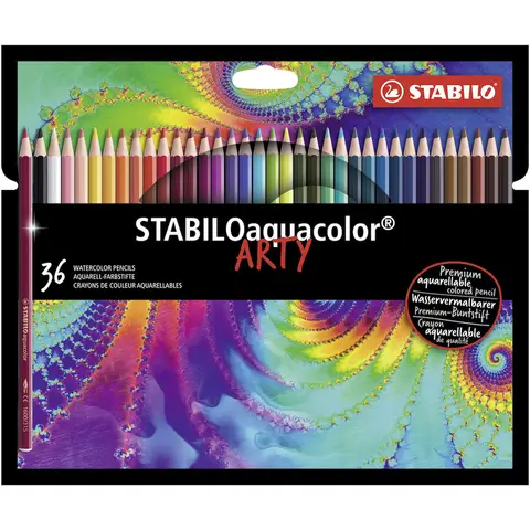 STABILO aquacolor - Aquarellable Colouring Pencil - ARTY - Pack of 36 - Assorted Colours