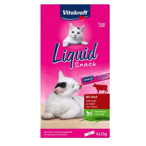 Vitakraft Katzensnack Liquid Rind + Katzengras 6 x 15 g